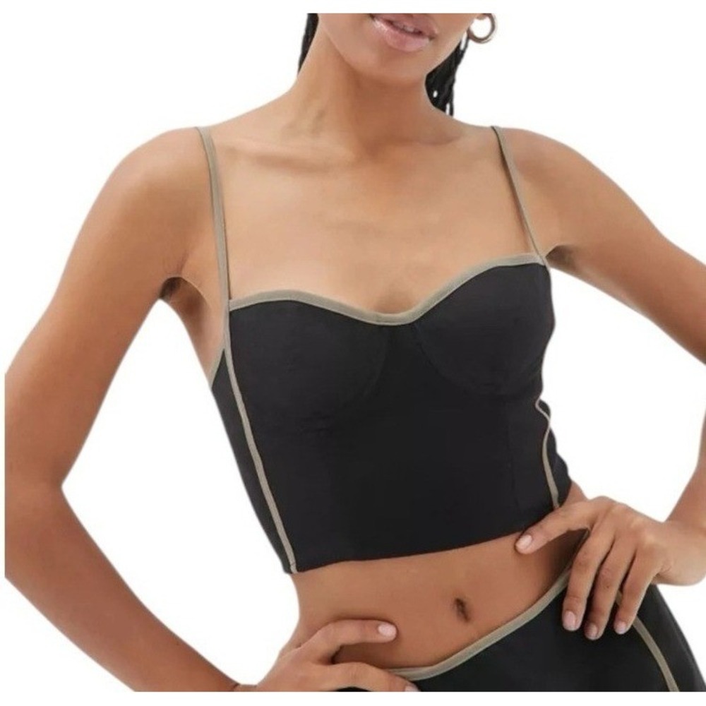 NWT Angie Bauer Urban Outfitters Taryn Black Underwire Hemp Blend Bustier Top XL